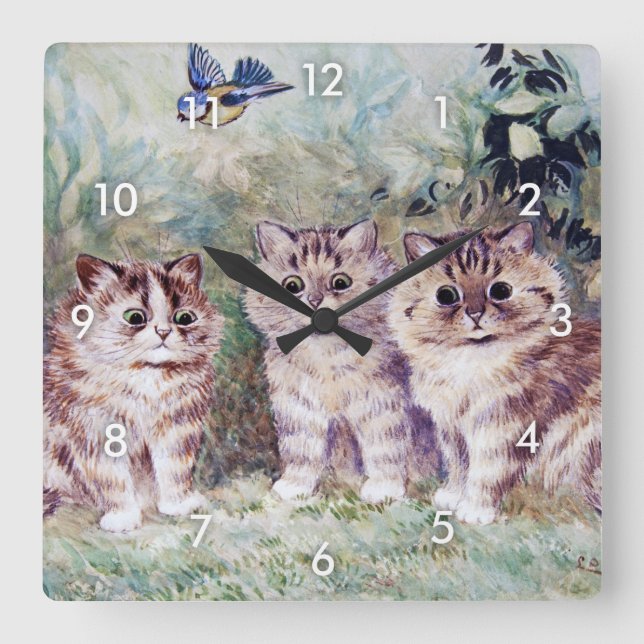 Reloj Cuadrado Tres gatitos, Louis Wain (Anverso)