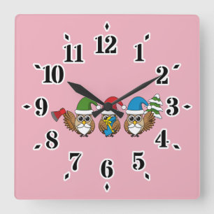 Reloj Cuadrado Tres graciosos Navidades Gnome Owes