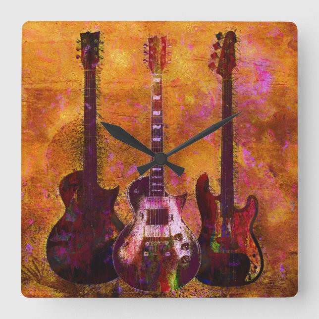 Reloj Cuadrado Tres guitarras (Anverso)