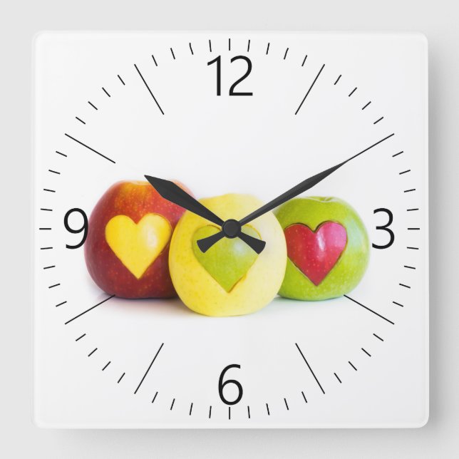 Reloj Cuadrado Tres manzanas (Anverso)