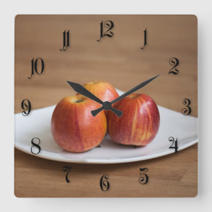 Reloj Cuadrado Tres manzanas maduras
