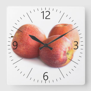 Reloj Cuadrado Tres manzanas rojas