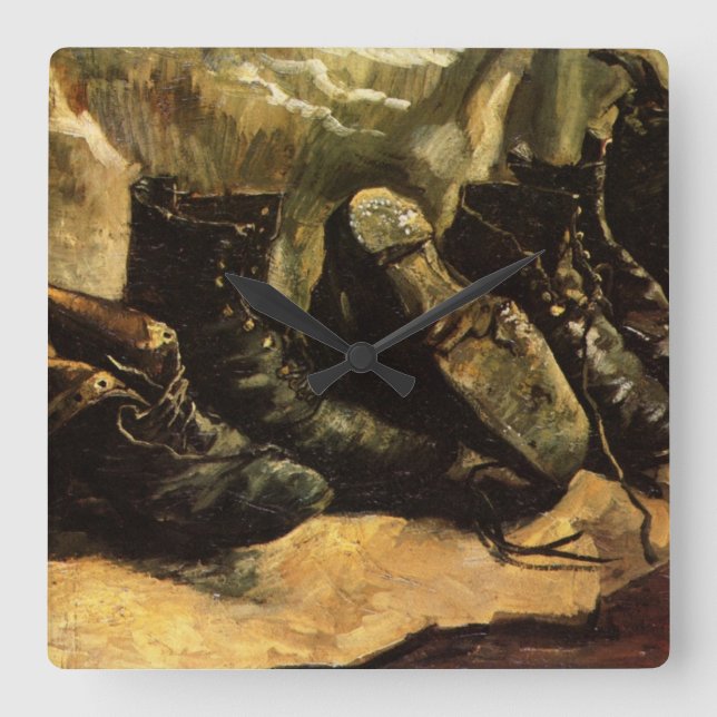 Reloj Cuadrado Tres pares de zapatos de Vincent van Gogh (Anverso)