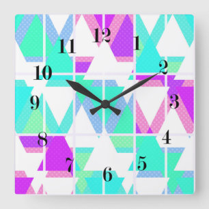 Reloj Cuadrado Triángulos abstractos formas patrón de impresión g