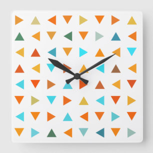 Reloj Cuadrado Triángulos coloridos