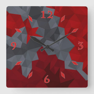 Reloj Cuadrado Triángulos rojos dispuestos al azar.