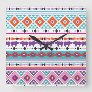 Reloj Cuadrado Tribal Azteca Sudoeste