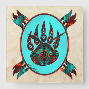 Reloj Cuadrado Tribal Bear Paw Square Wall Centre