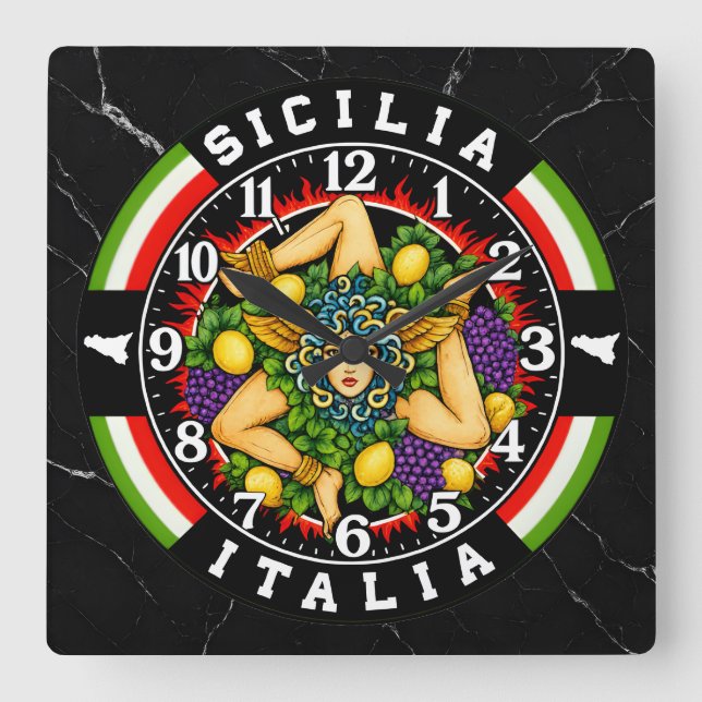 Reloj Cuadrado Trinacria Sicilia Italia  (Anverso)