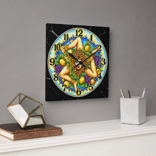 Reloj Cuadrado Trinacria Sicilia Italia