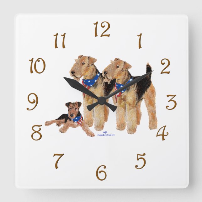 Reloj Cuadrado Trío de Bandera Patriótica (Anverso)