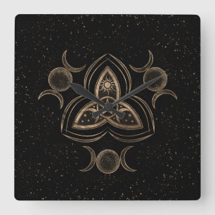 Reloj Cuadrado Triple adorno lunar con pentagrama