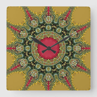 Reloj Cuadrado Trippy Time Fractal Lace Groovy Mandala