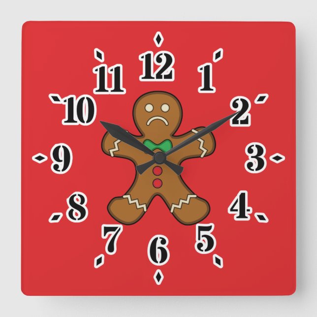 Reloj Cuadrado Triste hombre de pan (Anverso)