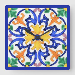 Reloj Cuadrado Trivet de mosaico cerámico