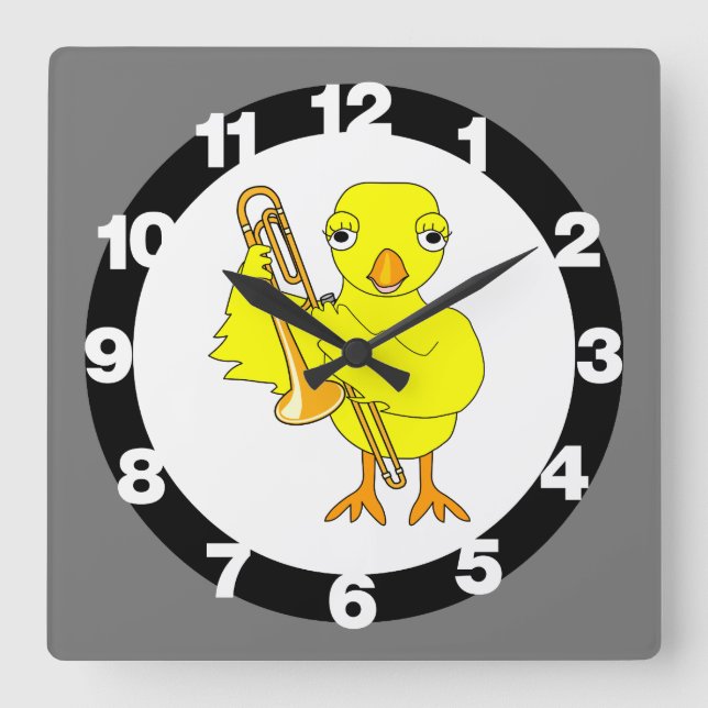 Reloj Cuadrado Trombone Chick (Anverso)