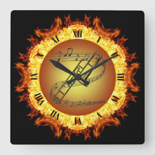 Reloj Cuadrado Trombone ~ Creación De Incendios #3 ~ De La Cura~
