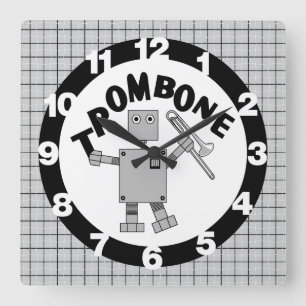 Reloj Cuadrado Trombone Robot Text