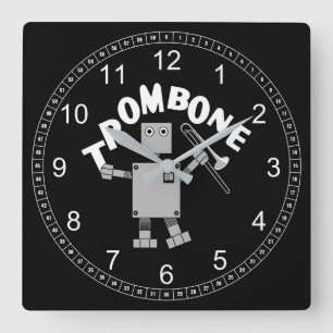 Reloj Cuadrado Trombone Robot Text