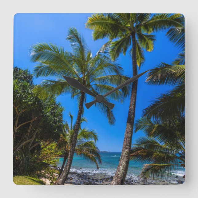 Reloj Cuadrado Tropical coastline 2 (Anverso)