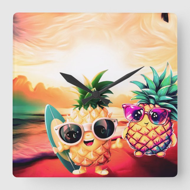 RELOJ CUADRADO TROPICAL LOVE AT DAWN (Anverso)