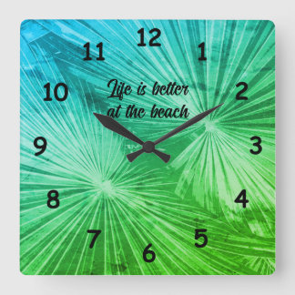 Reloj Cuadrado Tropical palm tree leafs photo custom