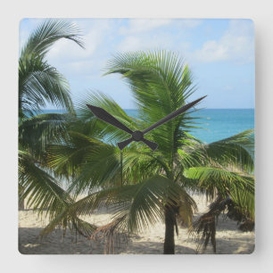 Reloj Cuadrado Tropical Palm Trees