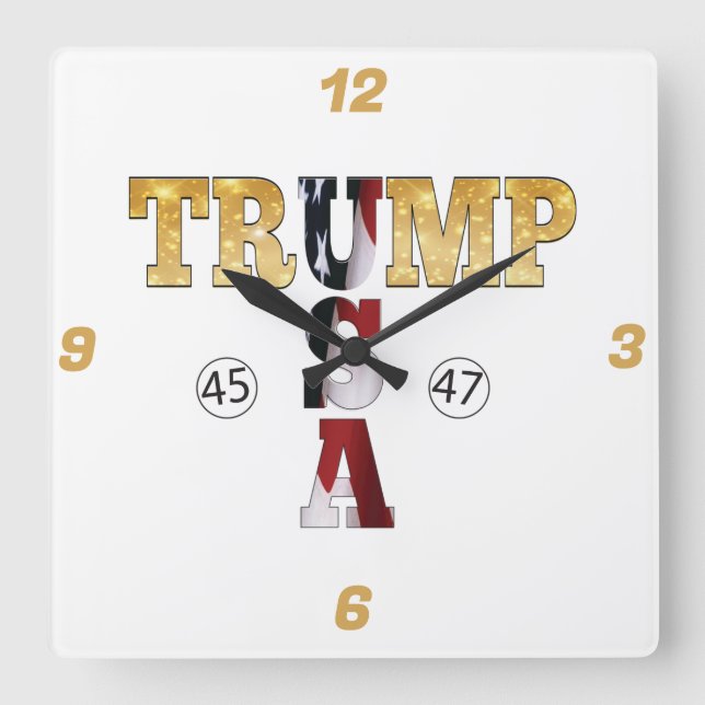Reloj Cuadrado Trump Gold ⛳ Presidencial USA 45 47 🏆 (Anverso)