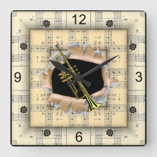 Reloj Cuadrado Trumpet ~ Breaking Through ~ Strange Sheet Music ~