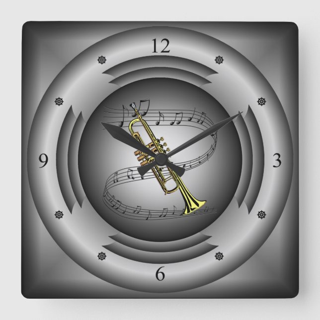 Reloj Cuadrado Trumpet ~ Musical Scroll ~ Silver Speaker ~ (Anverso)