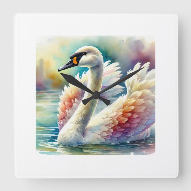 Reloj Cuadrado Trumpeter Swan 260924AREF105 - Watercolor (Anverso)