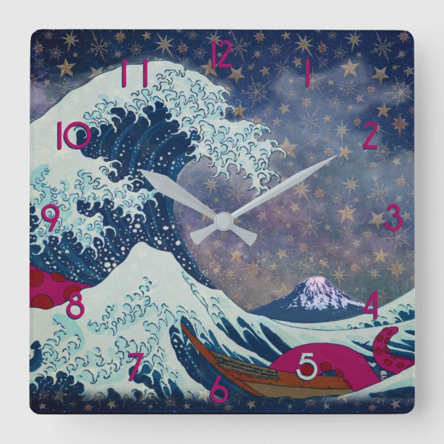 Reloj Cuadrado Tsunami del Mar de Salish (Anverso)
