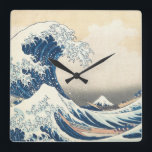 Reloj Cuadrado Tsunami Japanese Wave Painting<br><div class="desc">Theme: Tsunami. 
Style: Artsy,  Japanese. 
Colours: Blue.</div>