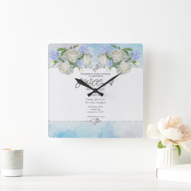 Reloj Cuadrado Tu Invitación De Boda Foto En Un (Hogar)