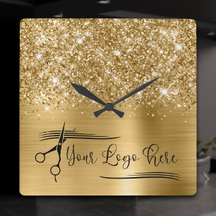 Reloj Cuadrado Tu Logo Glittery Oro Glam