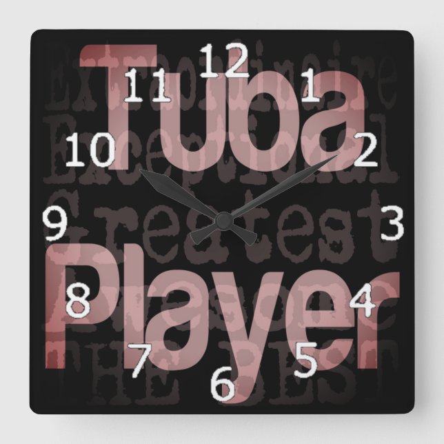 Reloj Cuadrado Tuba Player Extraordinaire (Anverso)