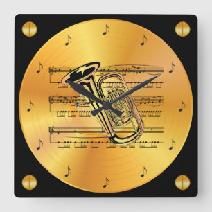 Reloj Cuadrado Tuba ~ Sheet Music ~ Gold Record ~ ~