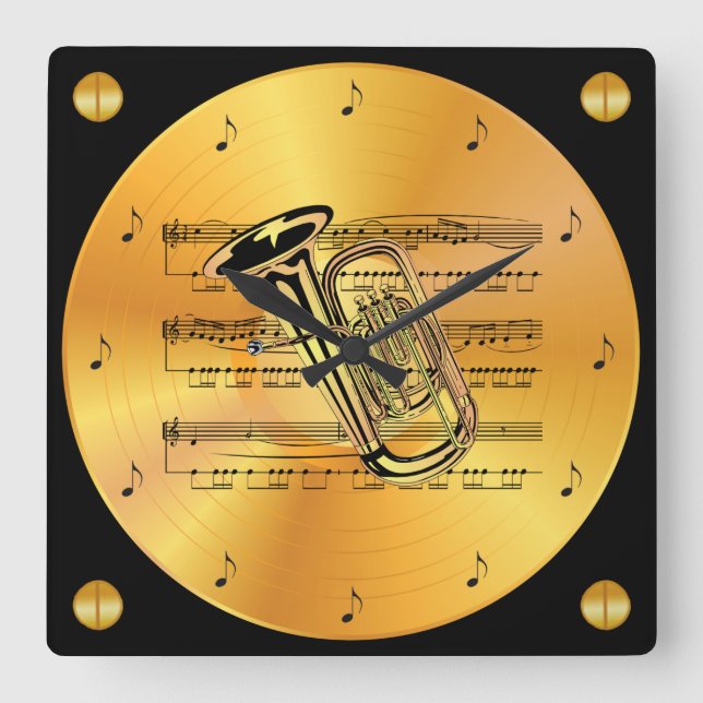 Reloj Cuadrado Tuba ~ Sheet Music ~ Gold Record ~ ~ (Anverso)