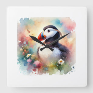 Reloj Cuadrado Tufted Puffin 190724AREF125 - Watercolor