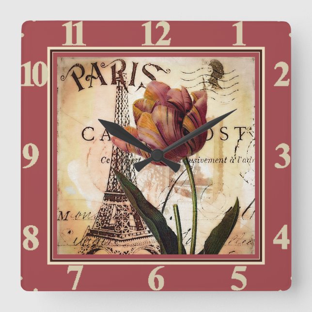 Reloj Cuadrado Tulip de París (Anverso)