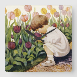 Reloj Cuadrado Tulip Garden
