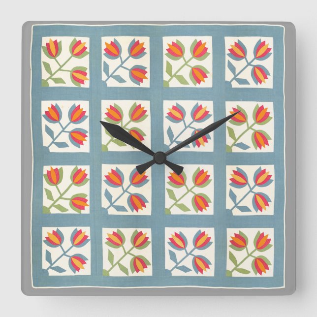 Reloj Cuadrado Tulip quilt (Anverso)