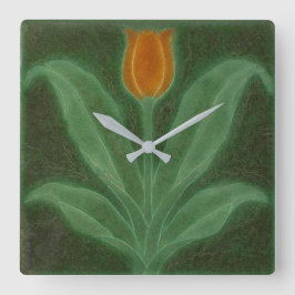 Reloj Cuadrado Tulipán, Naranja de reproducción de Art Nouveau, s