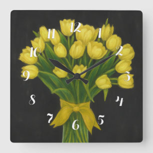 Reloj Cuadrado Tulipanes amarillos
