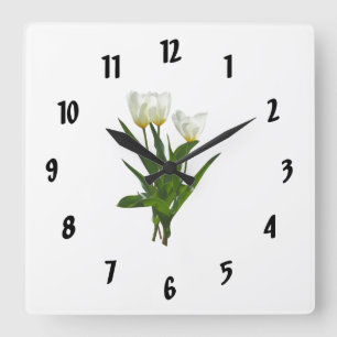 Reloj Cuadrado Tulipanes blancos retroiluminados