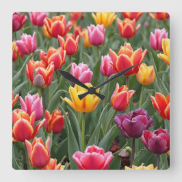 Reloj Cuadrado Tulipanes holandeses