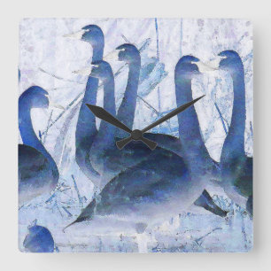 Reloj Cuadrado Tundra Swan Birds Wildlife Animals Clock