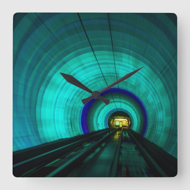 Reloj Cuadrado Túnel ferroviario azul, Singapur (Anverso)