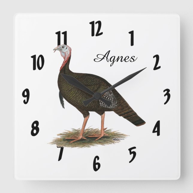 Reloj Cuadrado Turkey:  Eastern Wild Tom (Anverso)