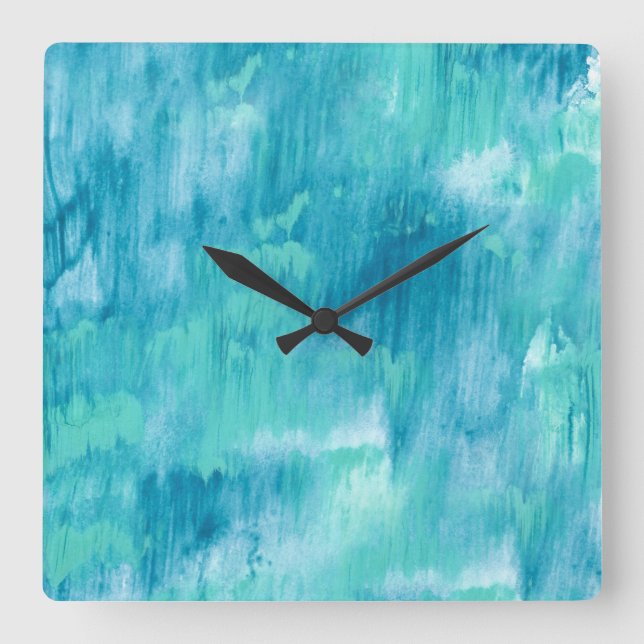 Reloj Cuadrado Turquesa Abstracto (Anverso)